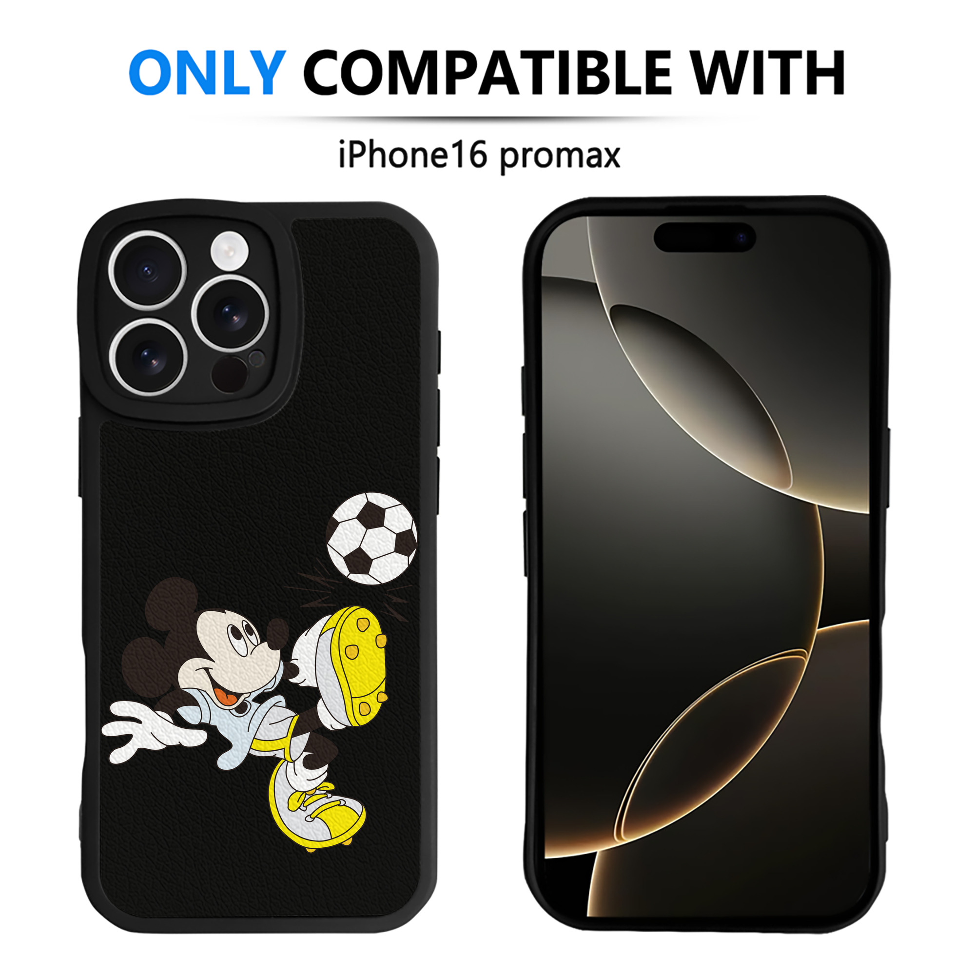 （画像用） ミッキーマウス Mickey Mouse 【iPhone 16シリーズ対応】シリコンスマホケース（レザー調） 材質：シリコン